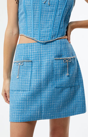 Blue Woven Mini Skirt image number 2