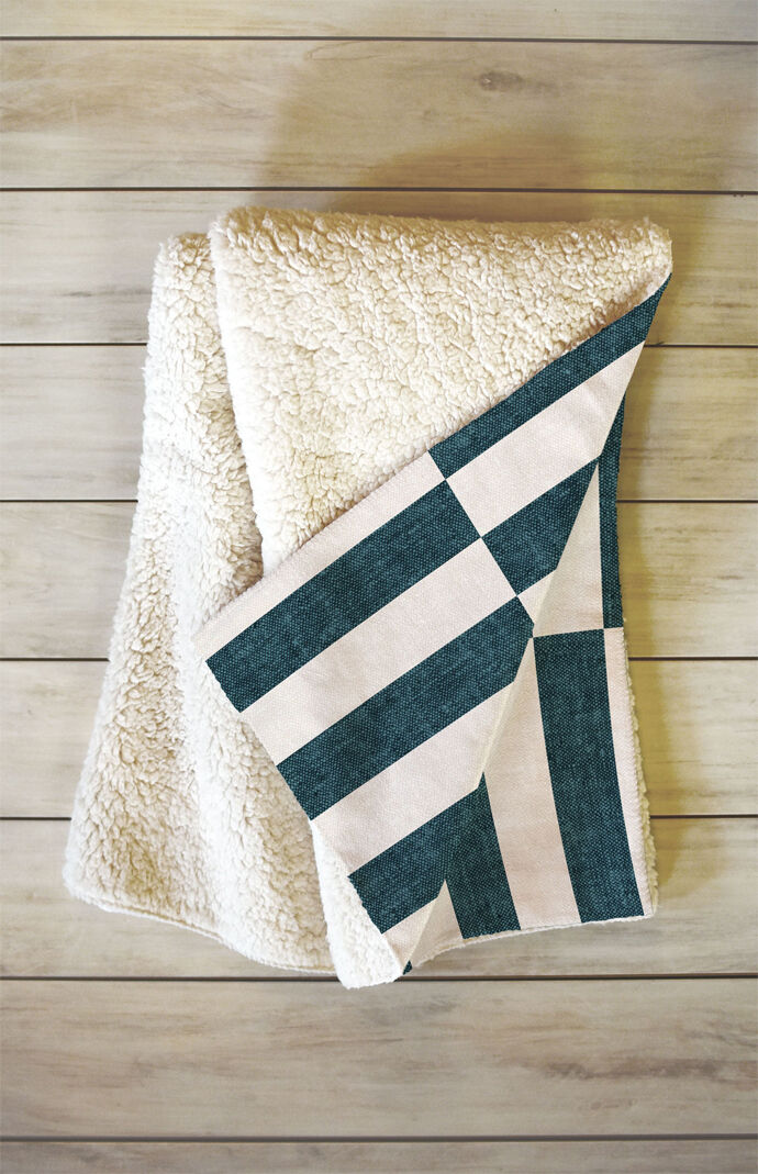 Aria Blue Rectangle Tile Fleece Throw Blanket