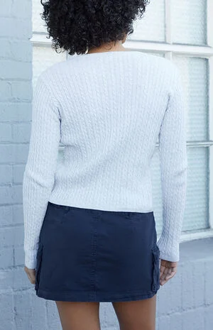 Gray Zoe Cable Knit Cardigan image number 4