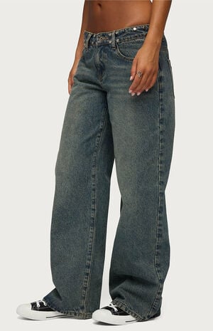 NYC Studded Low Rise Baggy Jeans image number 2