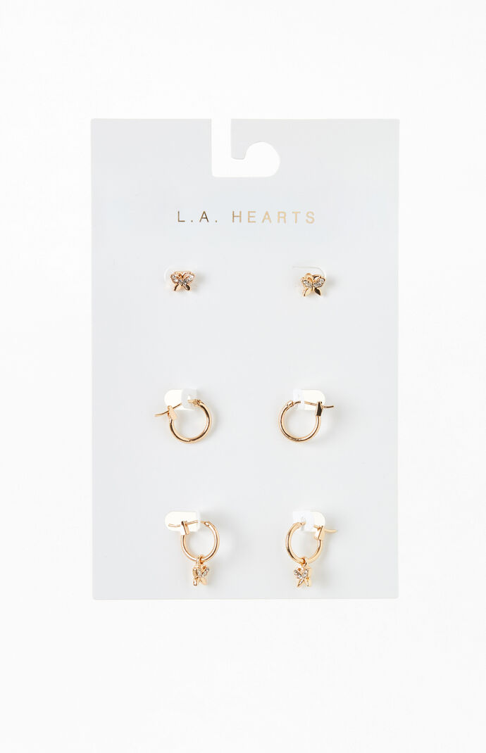 3 Pack Butterfly Earrings