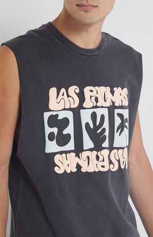 Black Vintage Wash Muscle Tank Top image number 2