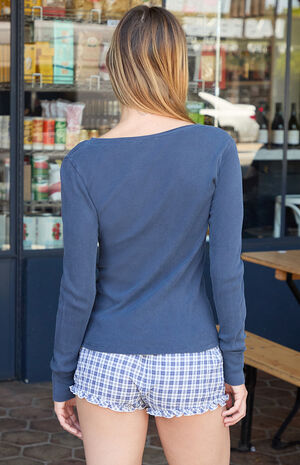 Dark Blue Zelly Ribbed Long Sleeve Top image number 4