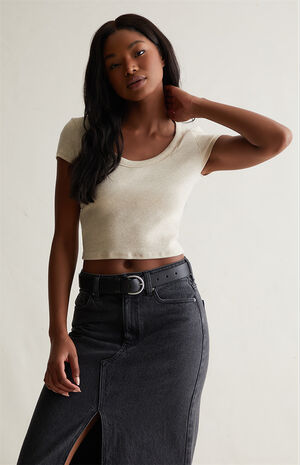 Tessa Scoop Short Sleeve Crop Top image number 1