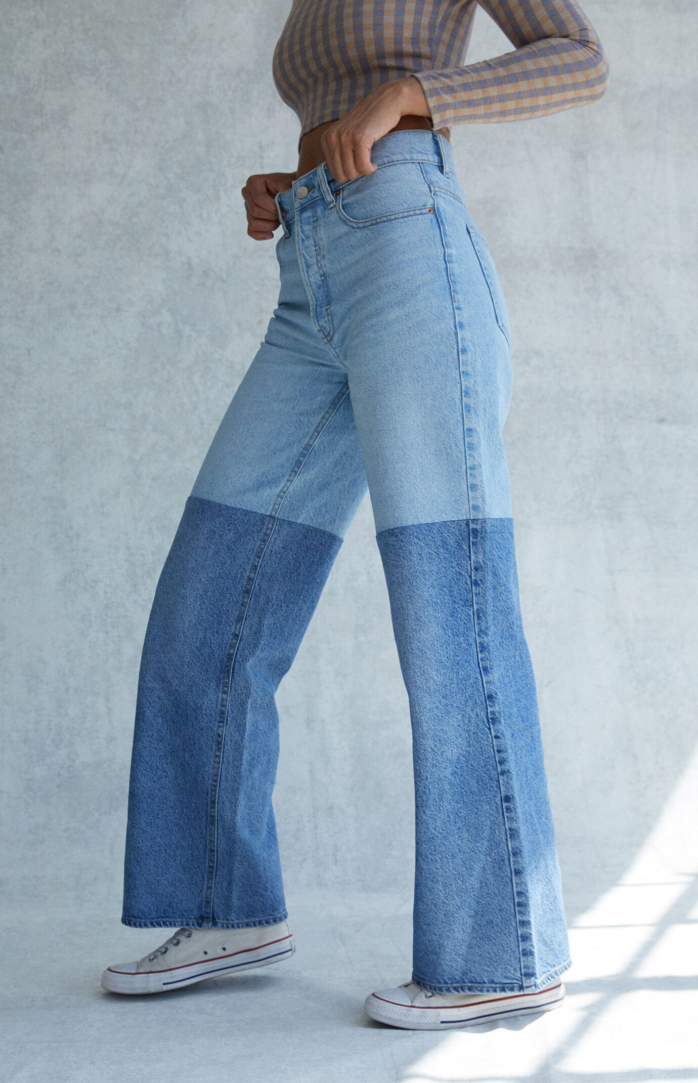 Blue Two-Tone Side Washed Drawstring Jeans | Hongjoong - ATEEZ - Fashion  Chingu