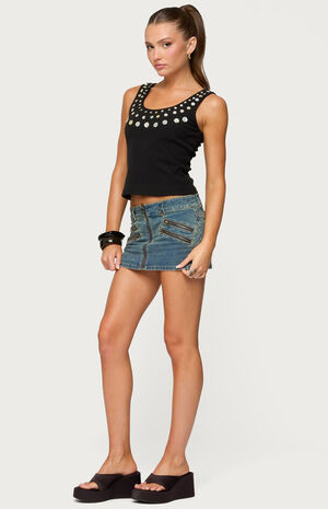 Ronan Zip Up Denim Mini Skort image number 4