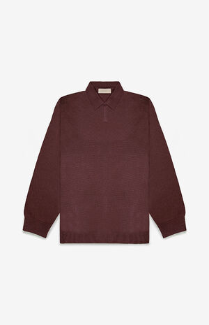 Plum Long Sleeve Polo Sweater image number 1