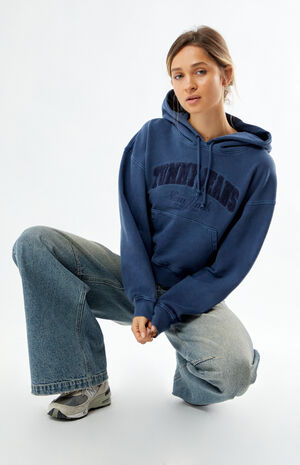 Garment Dye Varsity Boxy Cropped Hoodie image number 4
