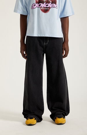 Blake Extreme Baggy Jeans Embroidered Flames Washed Black image number 2