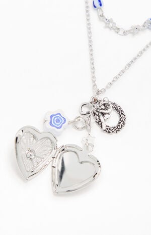 Heart Etched Beaded Layered Necklace image number 3