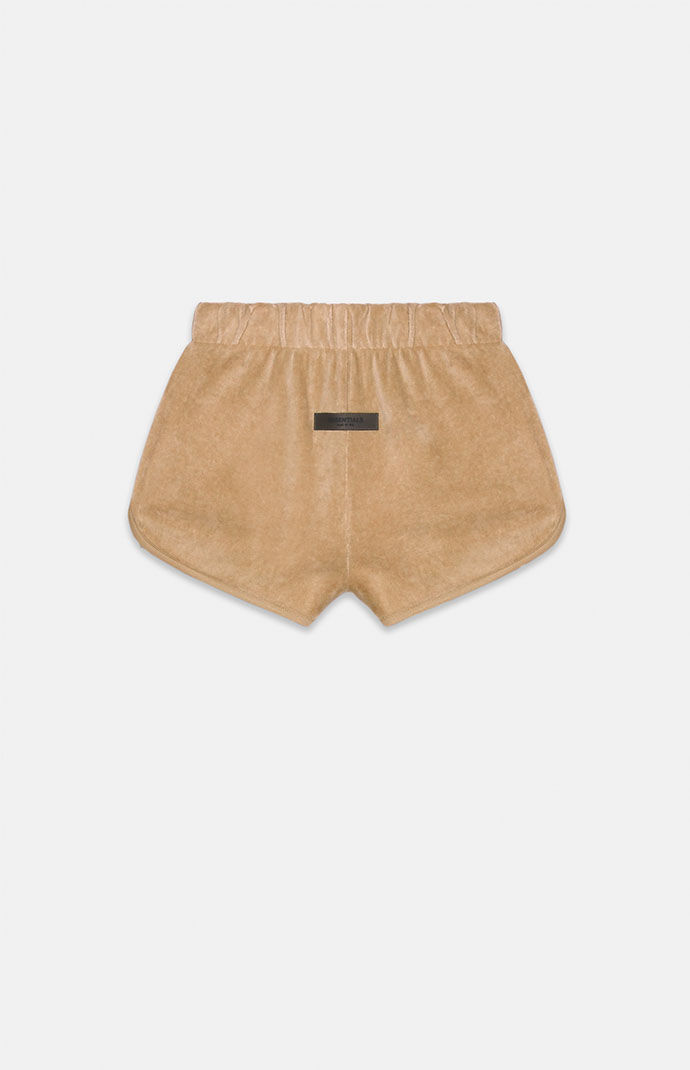 【FOG Essentials】Essentials Women's Velour Beach Short Fear of God Essentials Women's Oak Velour Beach Shorts | PacSun