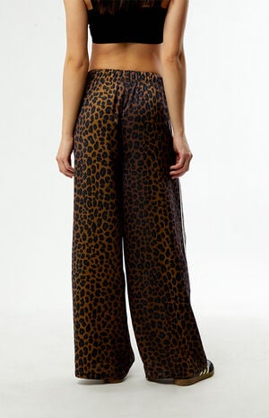 Leopard Wide Leg Satin Track Pants image number 4