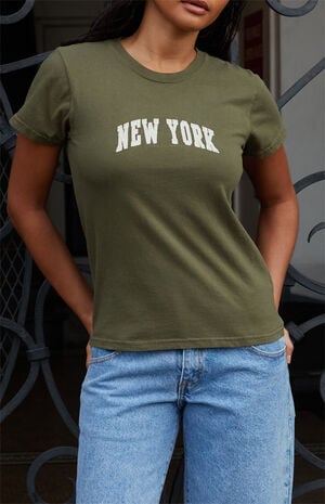 Green New York Embroidered T-Shirt image number 1