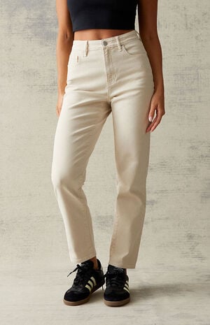 Beige Curve Straight Leg Jeans image number 1