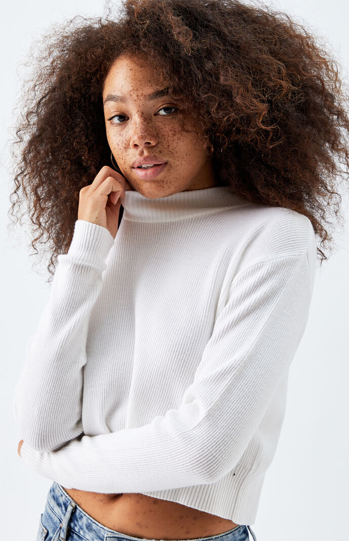 boxy mock neck sweater