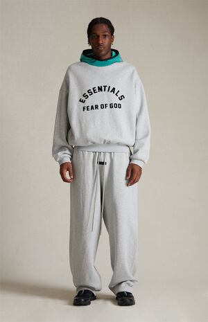 Light Heather Grey Mint Leaf Nylon Fleece Hoodie image number 5