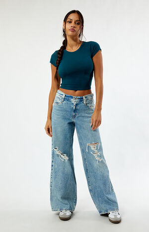 Light Indigo Ripped '94 Baggy Wide Leg Jeans image number 1