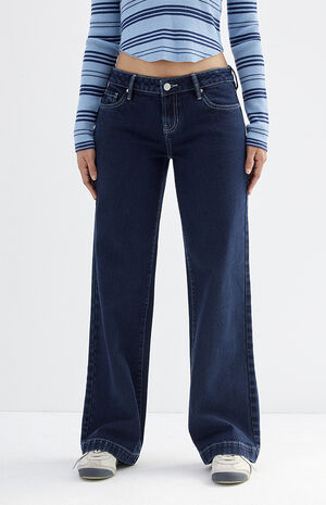 Dark Indigo Seam Low Rise Girlfriend Jeans image number 1