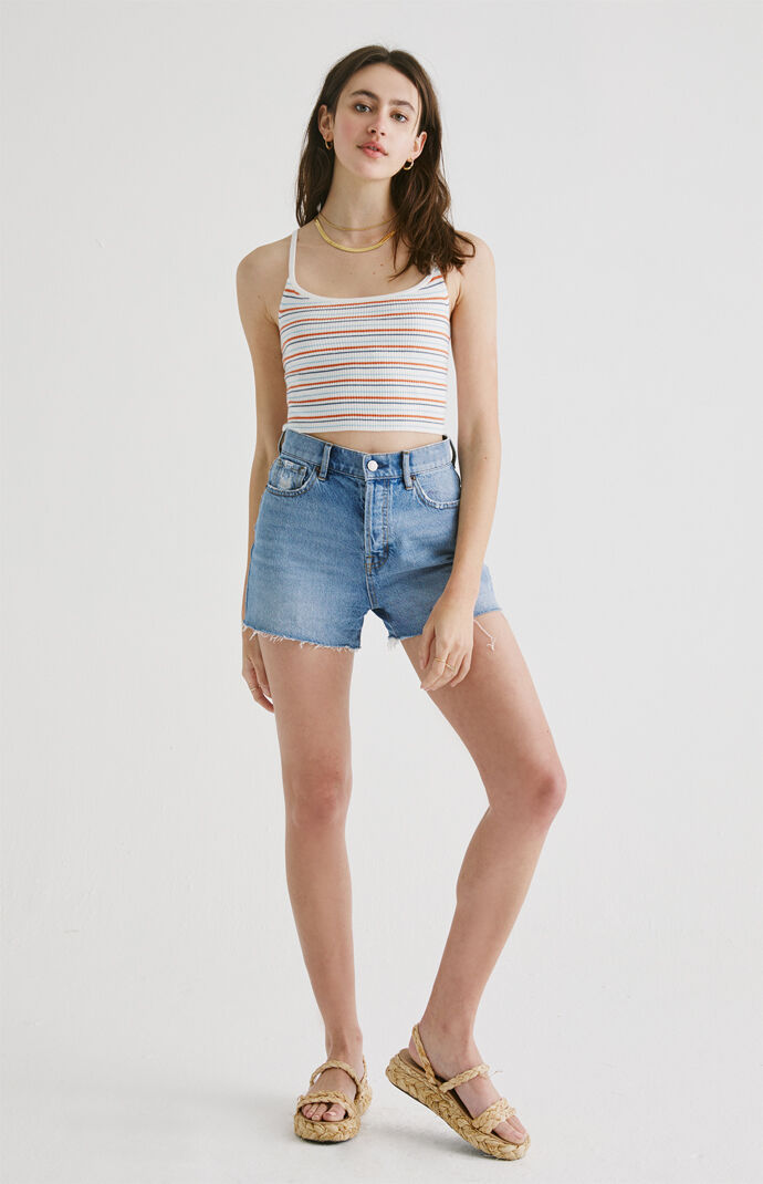Striped Waffle Scoop Cami Top