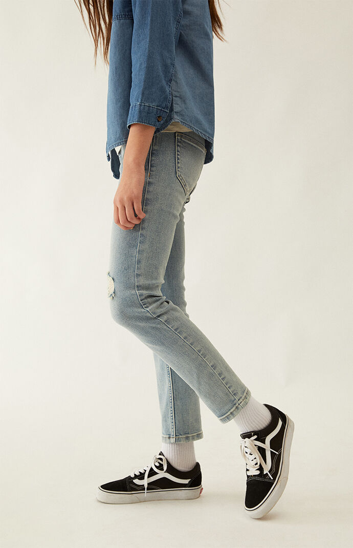 light blue skinny ripped jeans