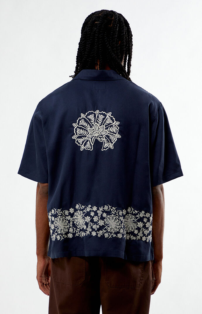 Pacsun Navy Remi Oversized Resort Camp Shirt