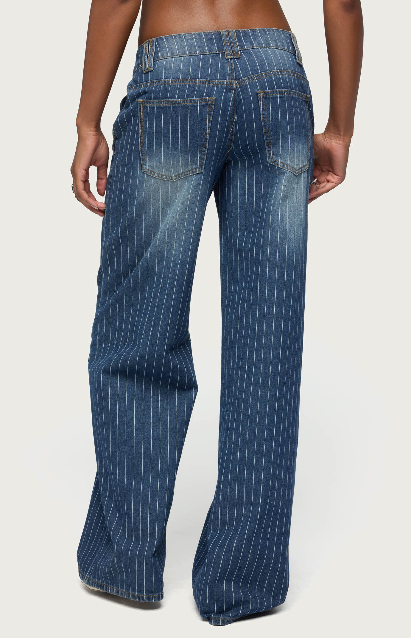 Edikted Tall Cory Striped Low Rise Baggy Jeans