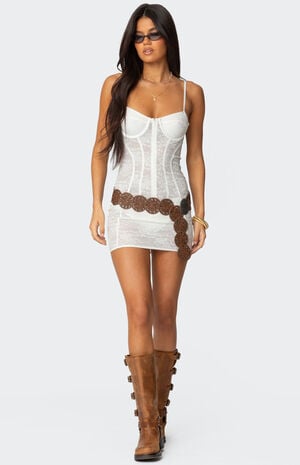 Sheer Lace Cupped Mini Dress image number 1