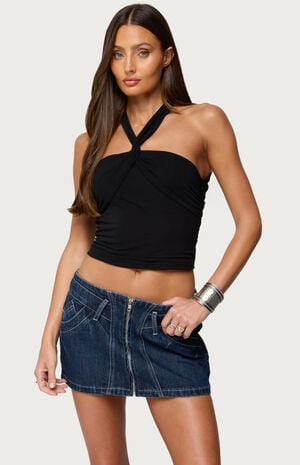 Maggi Knotted Backless Mesh Top image number 1