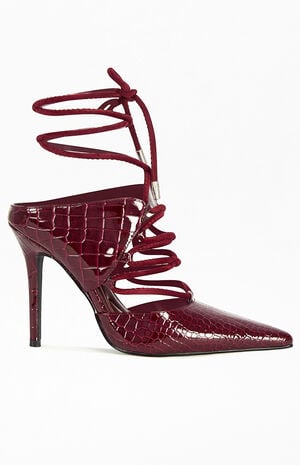 Women's Ramona Burgundy Croc Stiletto Pumps image number 1