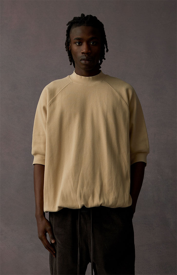 Fear of God Essentials Sand Waffle Knit Short Sleeve Sweatshirt