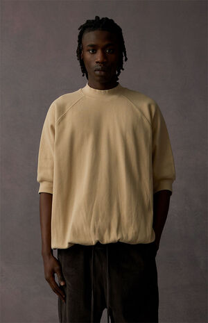 Sand Waffle Knit&nbsp;Short Sleeve Sweatshirt image number 2