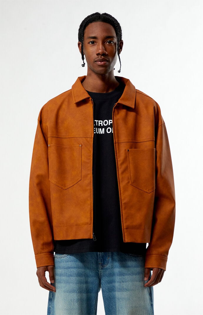 Pacsun Tan Faux Leather Billie Gas Jacket