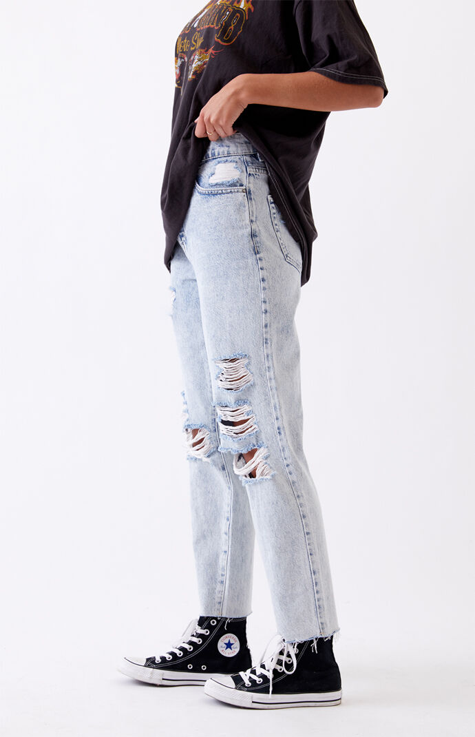 Light High Waisted Straight Leg Jeans