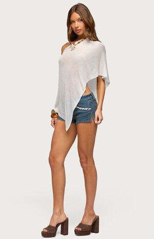 Azalia Asymmetric Knit Poncho image number 4