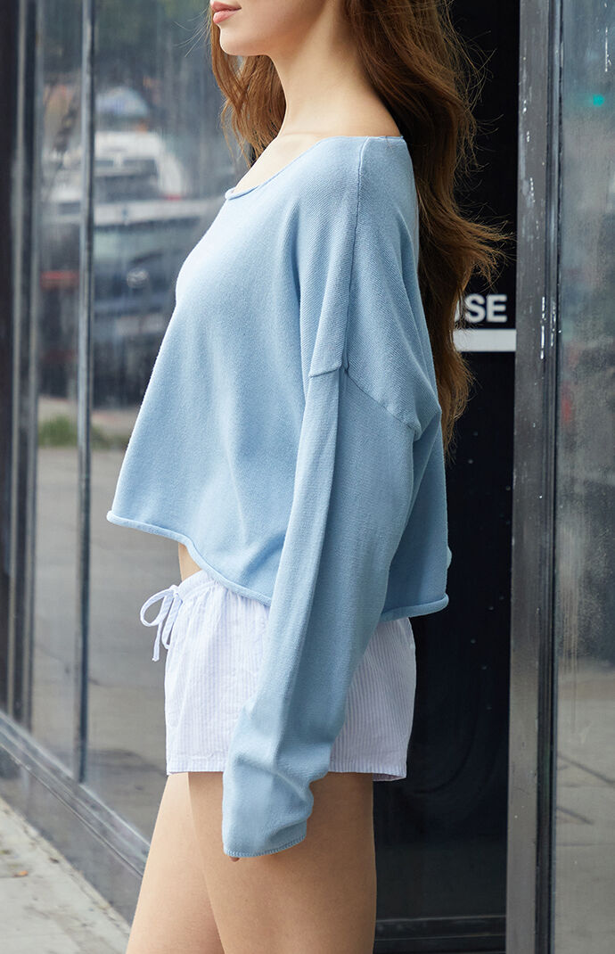 John Galt Light Blue Cameron Cropped Sweater