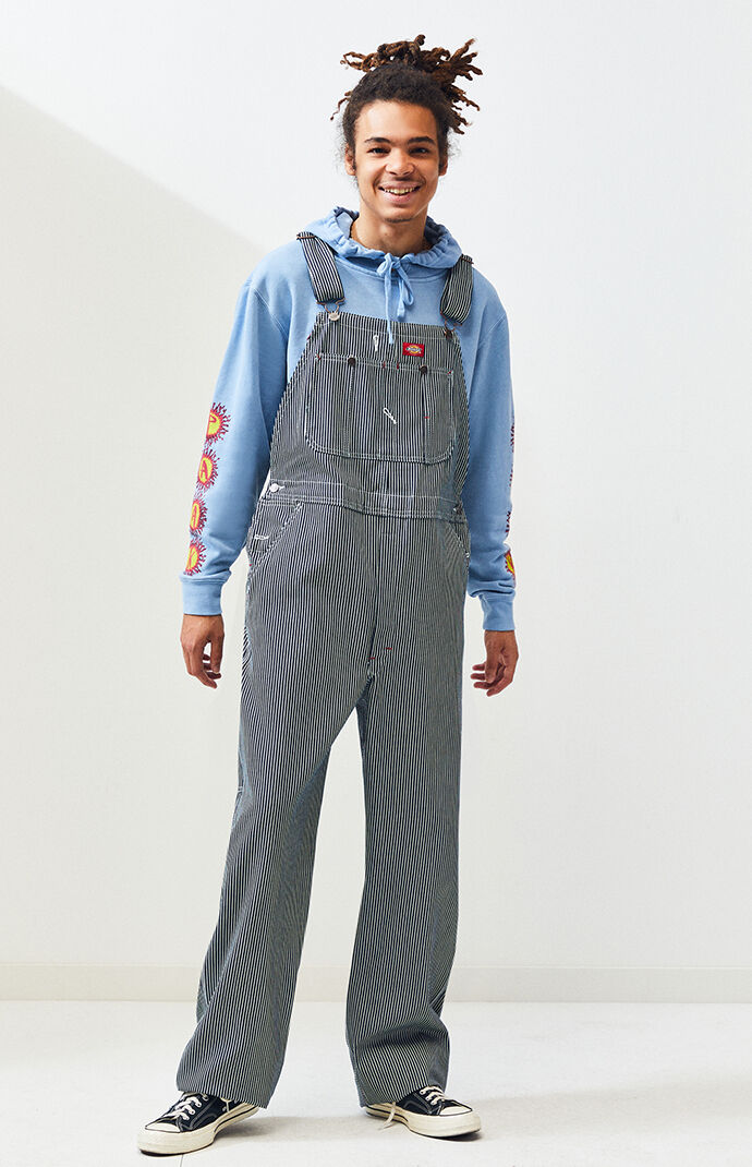 dickies blue and white striped overalls