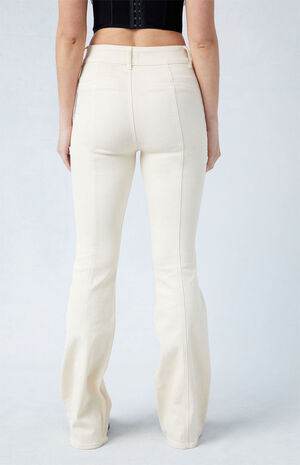 Cream High Waisted Flare Pants image number 4