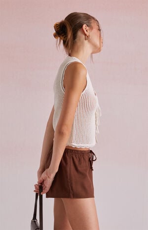 Linen Drawstring Micro Shorts image number 3
