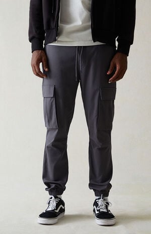 Performance Gray Slim Cargo Joggers image number 1