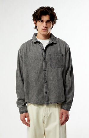 Washed Black Denim Long Sleeve Shirt image number 1
