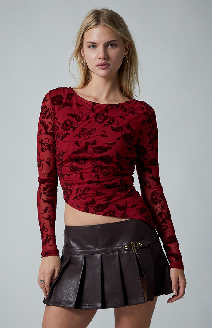 Third Charm Hannah Burnout Long Sleeve Top