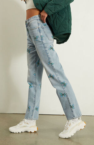 Eco Butterfly Print Dad Jeans image number 3