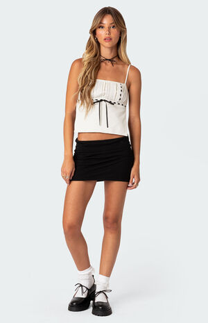 Bow Ribbon Trim Open Back Top image number 1