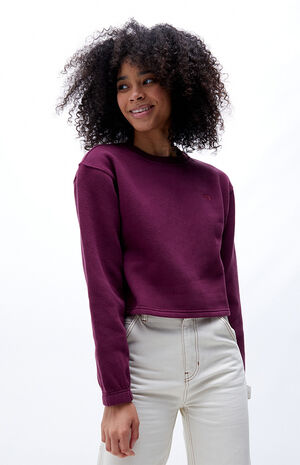 Purple ComfyCush Cropped Crew Neck Sweatshirt image number 1