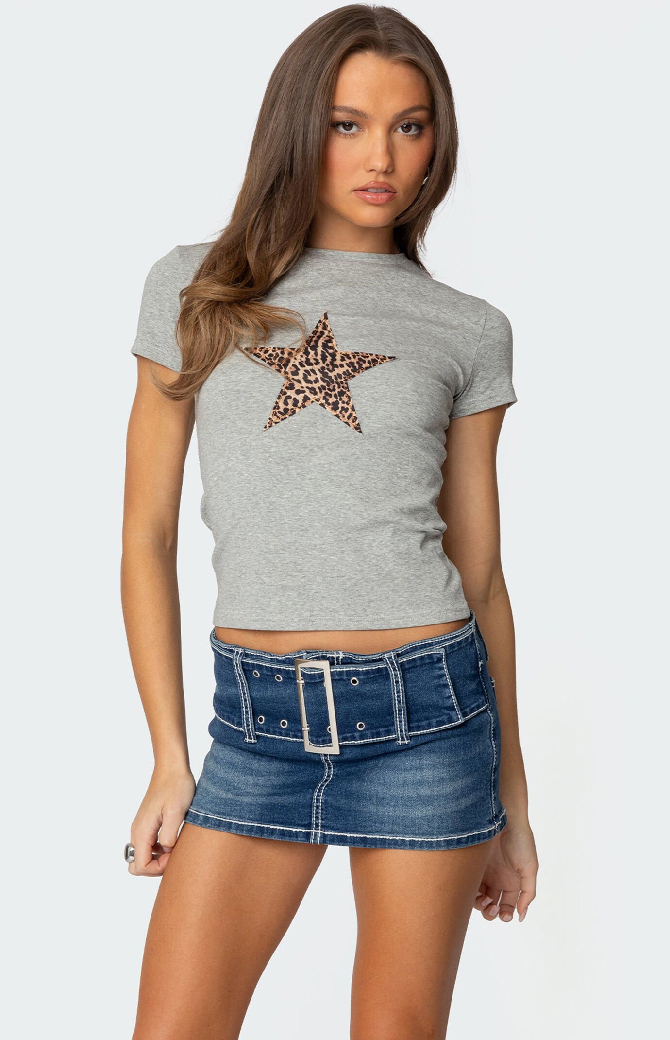Edikted Narla Leopard Star T-Shirt