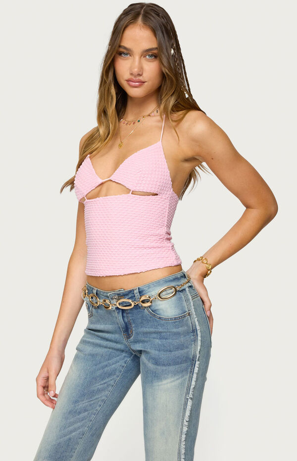 Edikted Lital Backless Cut Out Textured Top