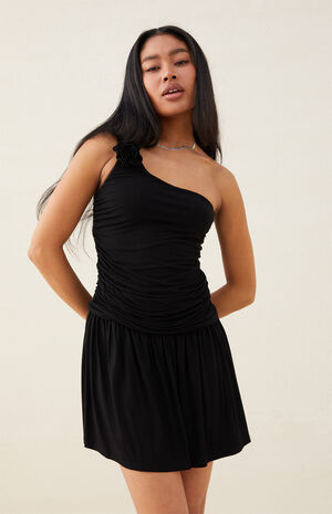 Charisa One Shoulder Rosette Mini Dress image number 2