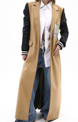 Malone Tan Varsity Trench Jacket image number 1