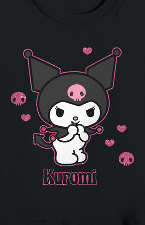 Kuromi Hearts & Skulls Cropped Baby T-Shirt image number 2