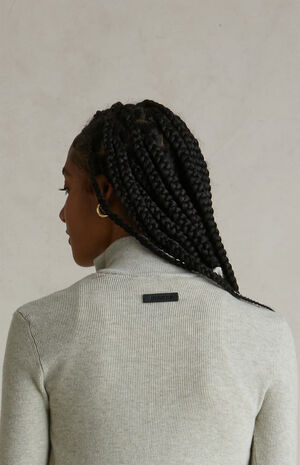 Women's Heather Stone Ribbed Track Jacket image number 5